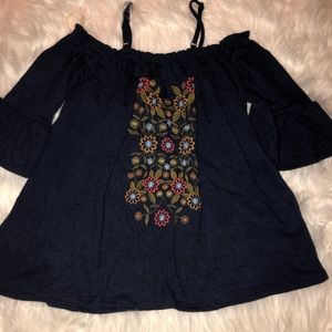 Blue off the shoulder top